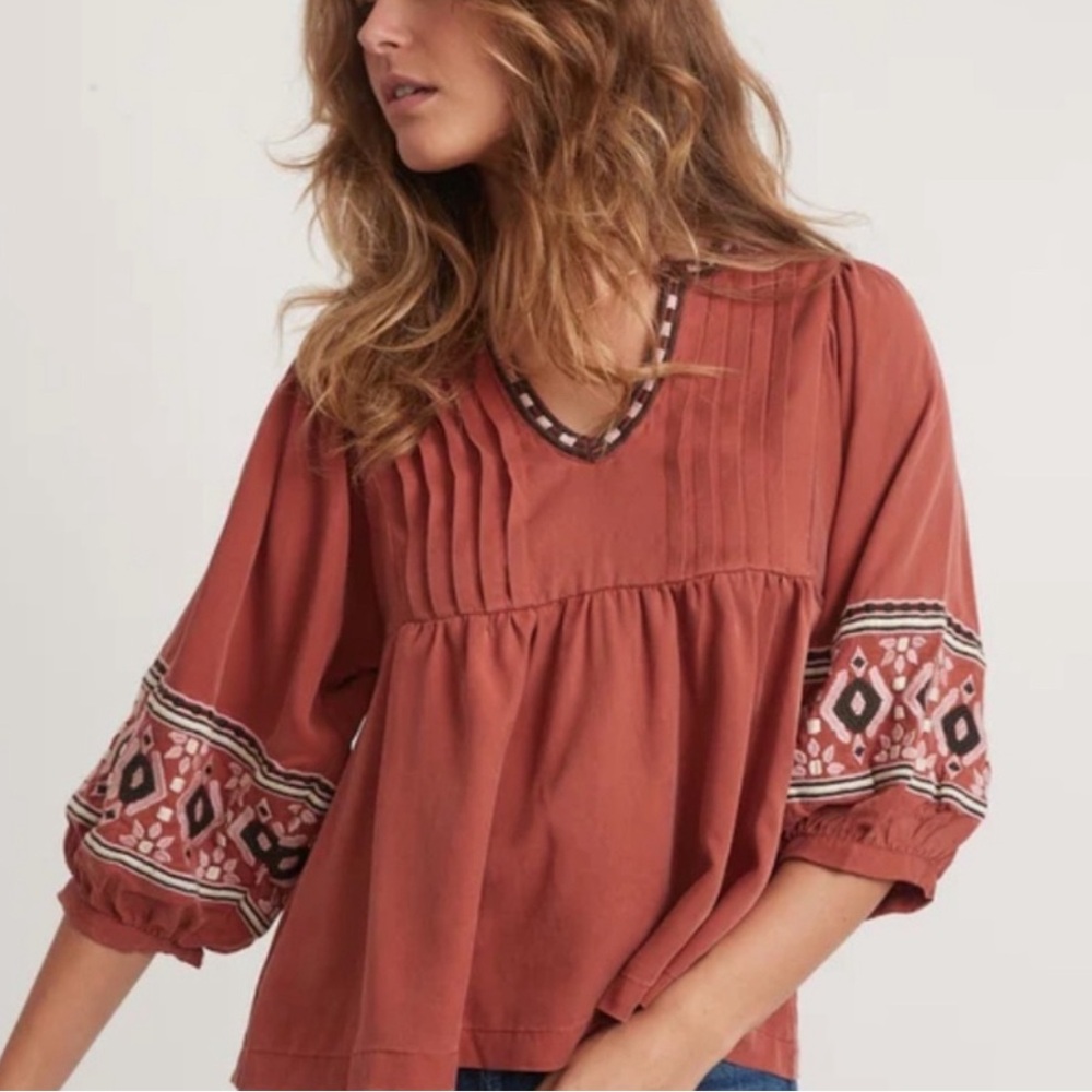 Marine Layer Boho Embroidered Blouse - image 2